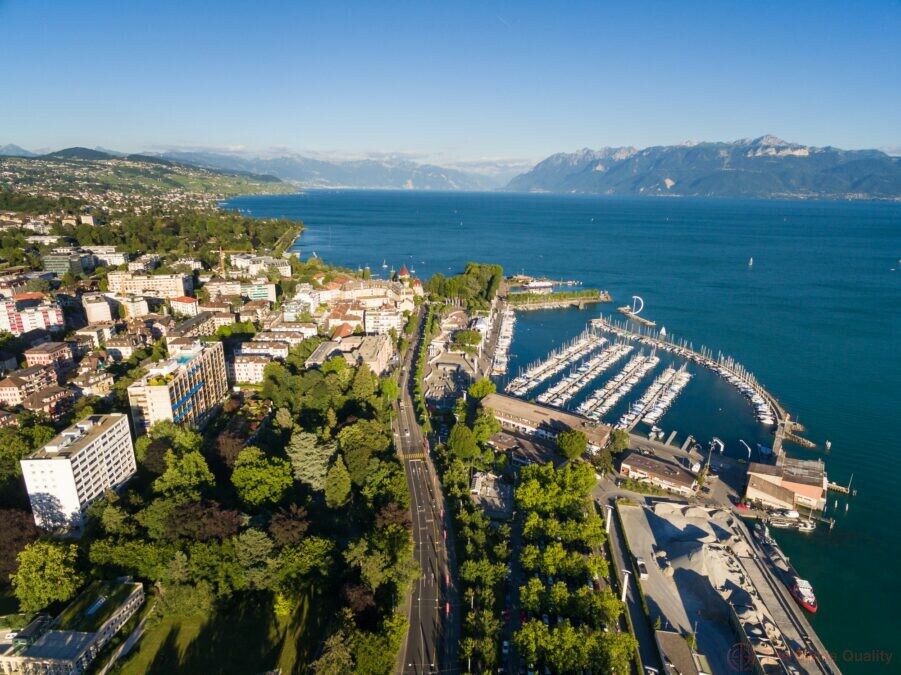 aerial view of ouchy waterfront in lausanne switzerland 12