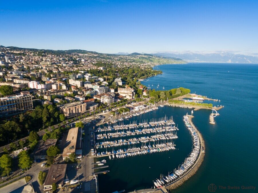 aerial view of ouchy waterfront in lausanne switzerland 2