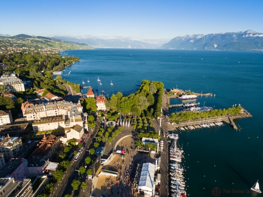 aerial view of ouchy waterfront in lausanne switzerland 20