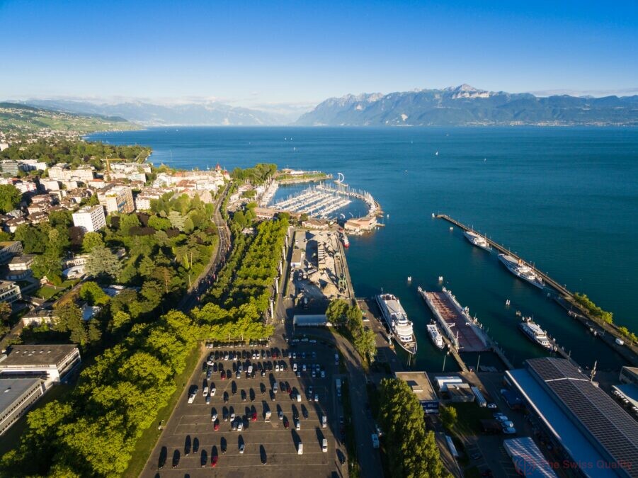 aerial view of ouchy waterfront in lausanne switzerland 5