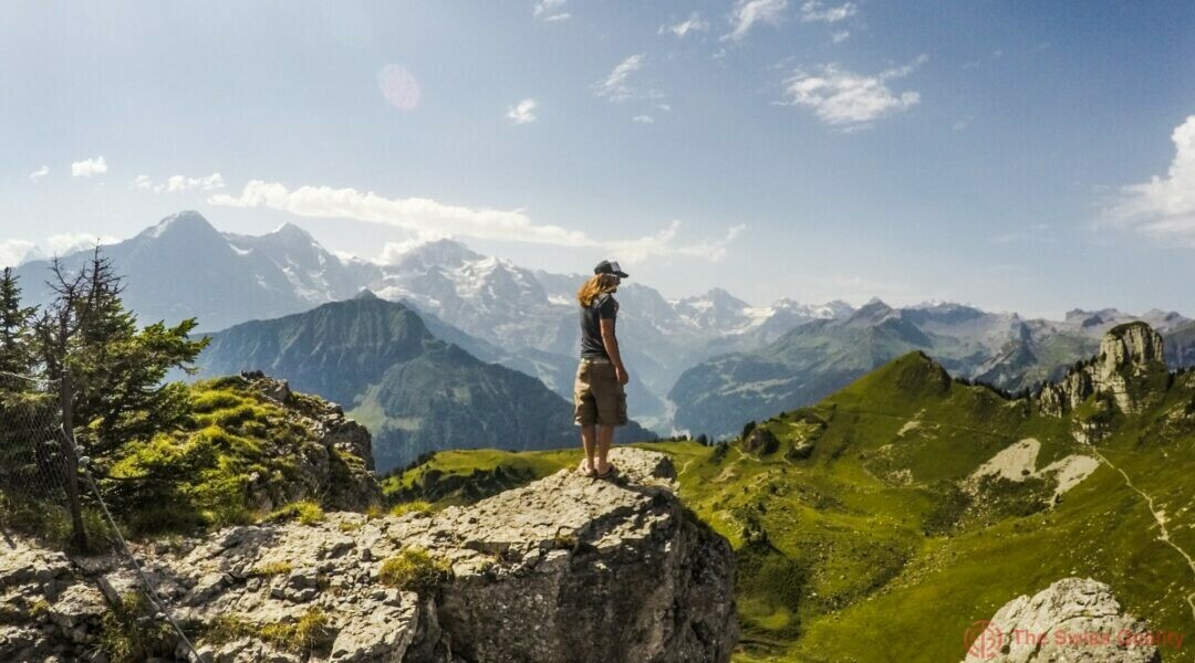 looking out over the eiger massif in switzerland