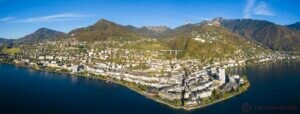 panoramic aerial view of montreux waterfront switzerland