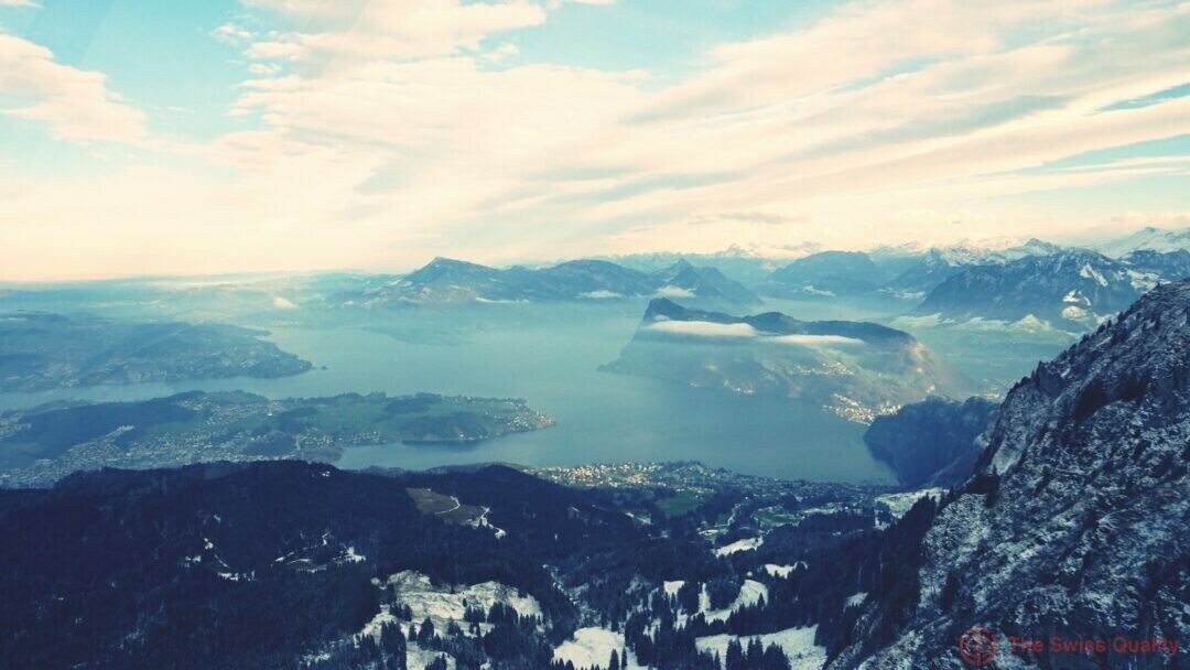 view from cable car to mount pilatus switzerland