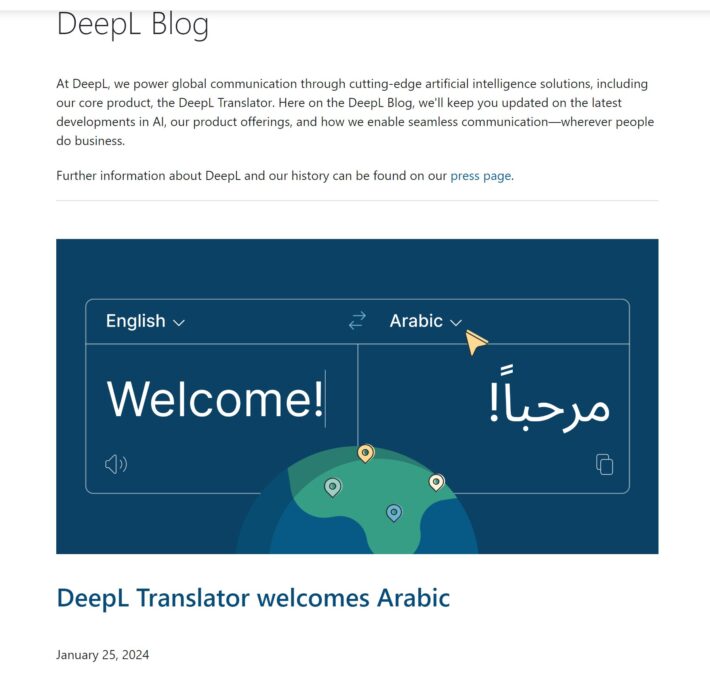 DeepL Arabic translation
